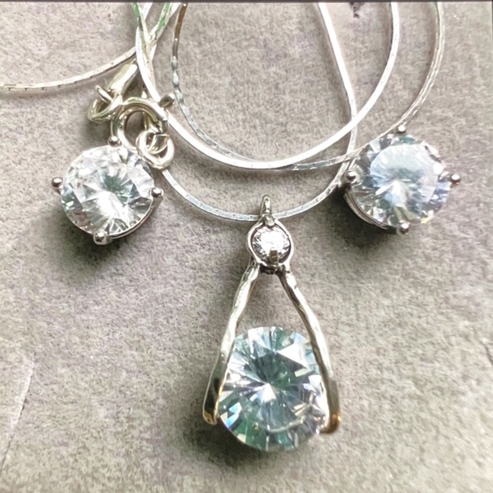 925 silver chain and earrings set, 17 inches long,